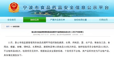 ������ɽ���г���ֳܾ��12��ʳƷ318������Ʒ ���ϸ�6����